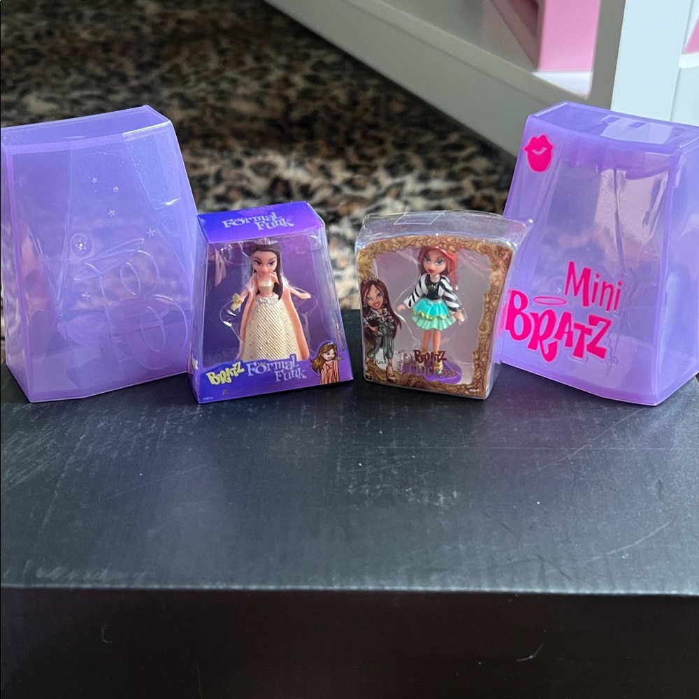 Mini Bratz Collectible Figures with Purple Cases